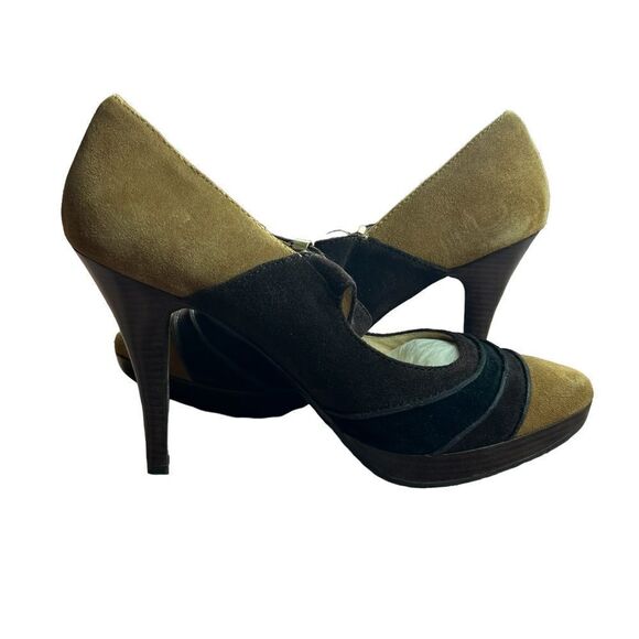 Michael Kors Suede Camel/Brown Buckled Heels - Picture 6 of 12